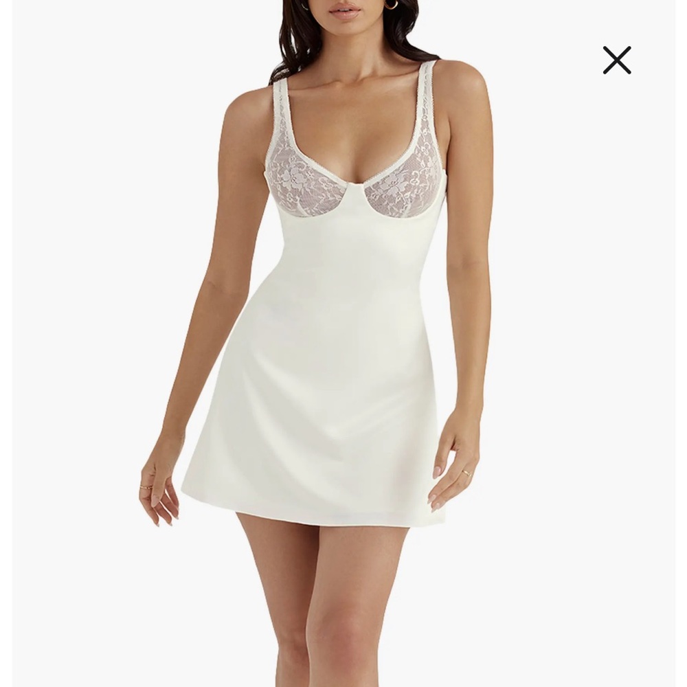 House of CB Cassandra Lace Cup Satin Minidress